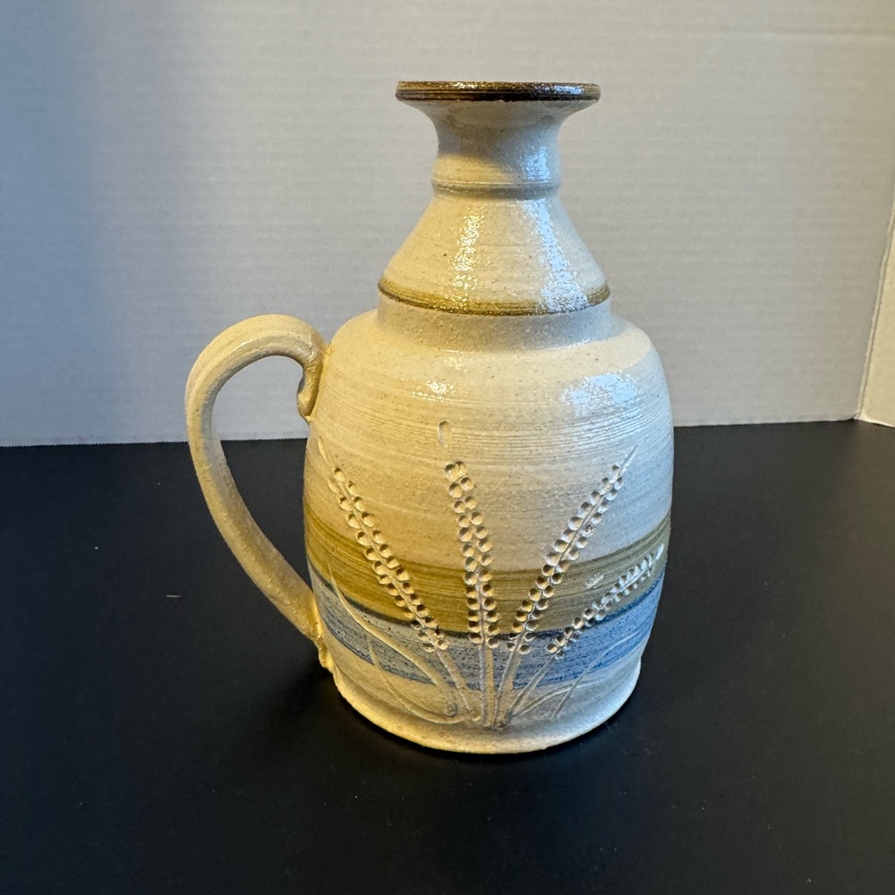 Handcrafted Ceramic Vase with Wheat Design